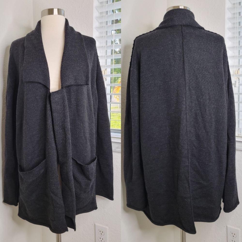 Lars Andersson Wool Open Front Cardigan In Charco… - image 1